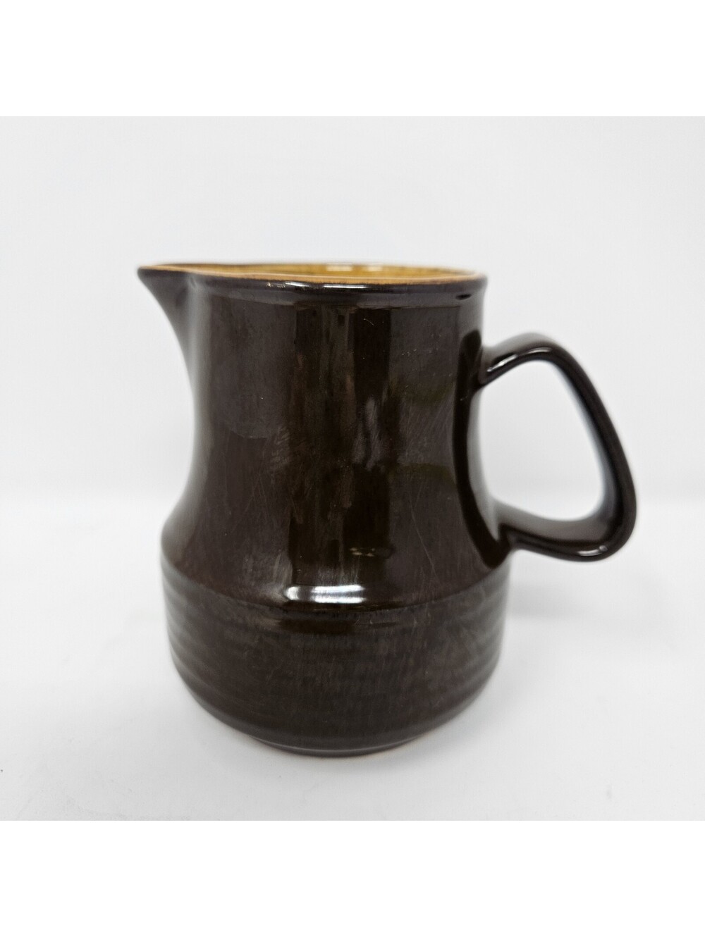Vintage Homer Laughlin 2 Tone Brown Glazed Pottery Creamer